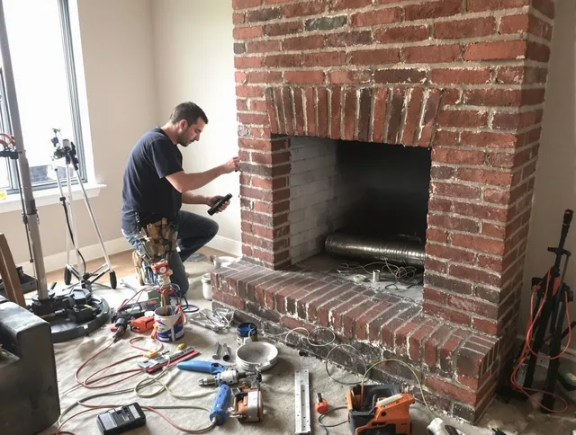 Hopkinton Chimney Sweep specialist finalizing chimney liner service in Hopkinton, MA