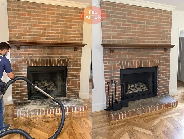 Hopkinton Chimney Sweep carefully sanitizing a fireplace in Hopkinton, MA