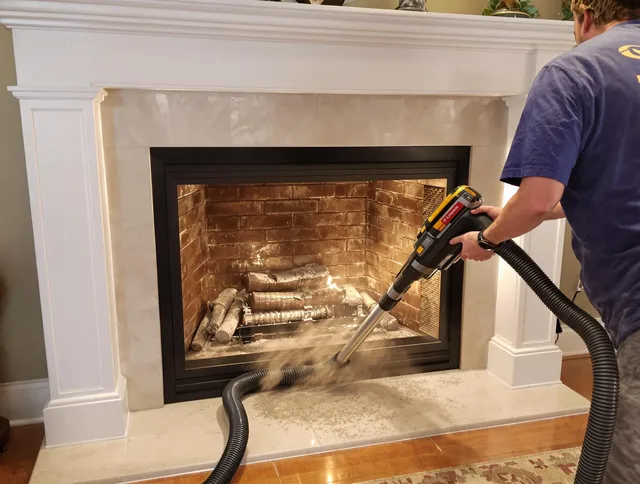 Fireplace cleaning performed by Hopkinton Chimney Sweep in Hopkinton, MA