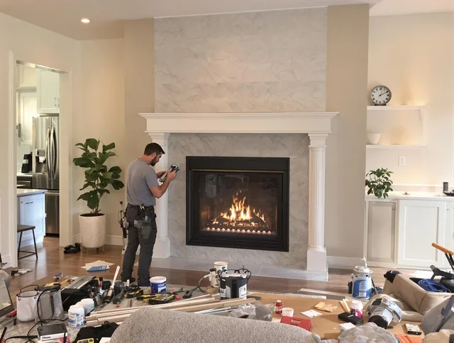 Newly installed fireplace by Hopkinton Chimney Sweep in Hopkinton, MA